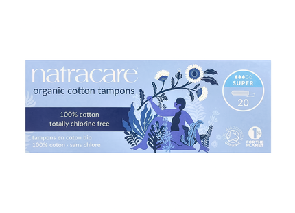 NatraCare - Non-Applicator Organic Cotton Tampons - Super | 20 Tampons