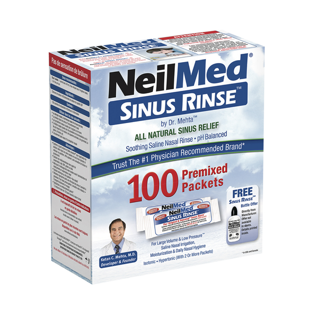 NeilMed - Rinçage pour le soulagement des sinus | 100 paquets prémélangés