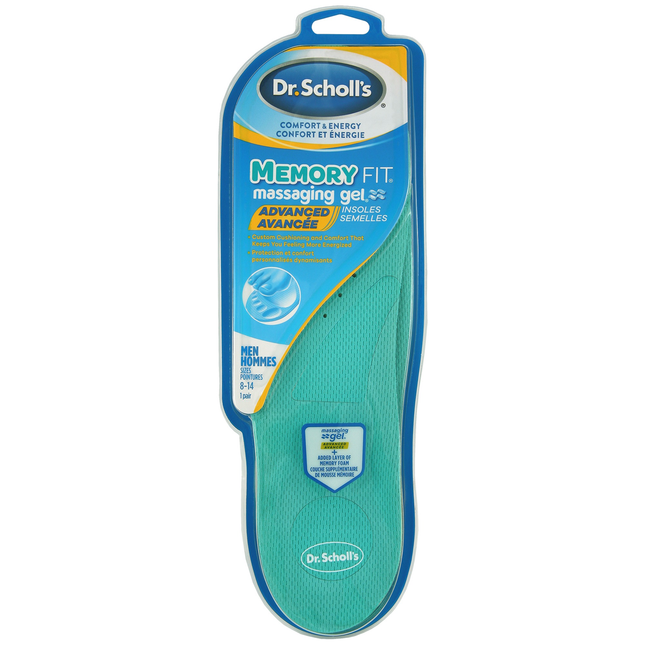 Dr. Scholl's - Semelles de massage Memory Fit pour hommes, pointures 8 à 14 | 1 paire