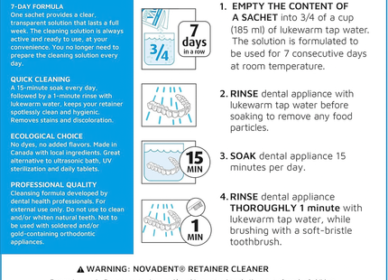 Nova Dent - Retainer Cleaner Crystals 7-Day Formula | 12 x 5 g