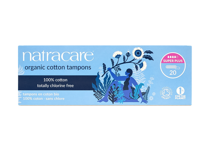 NatraCare - Non-Applicator Organic Cotton Tampons - Super Plus | 20 Tampons