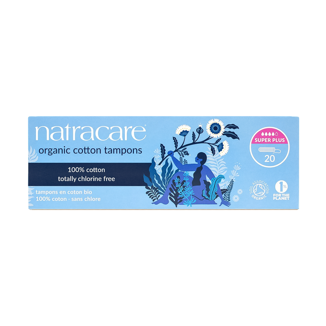 NatraCare - Non-Applicator Organic Cotton Tampons - Super Plus | 20 Tampons