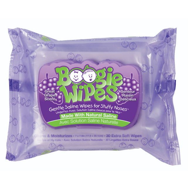 Boogie Wipes - Natural Saline - Great Grape Scent | 30 Wipes