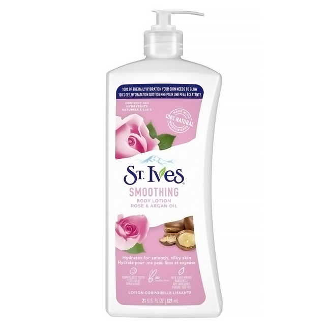 St. Ives - Lotion corporelle lissante - Huile de rose et d'argan | 621 ml