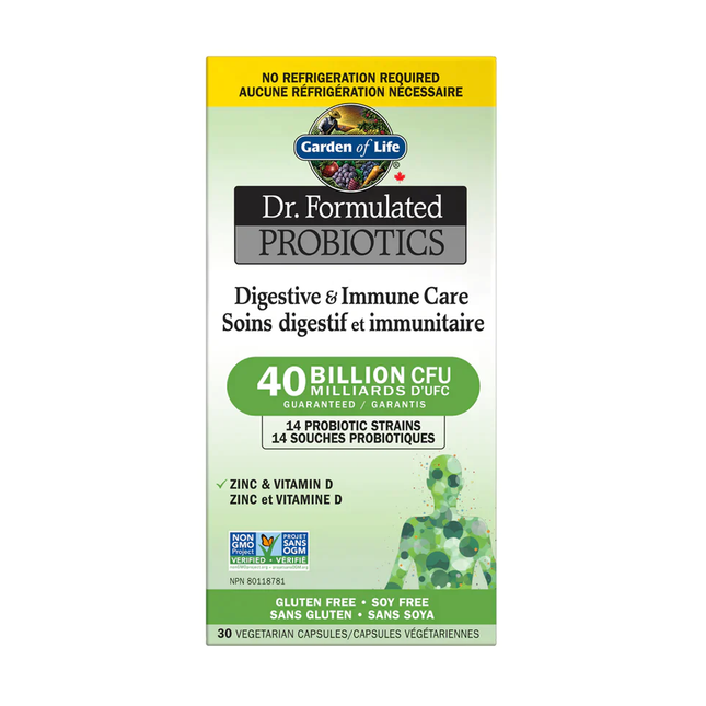 Garden of Life - Probiotiques formulés par le Dr - Soins digestifs et immunitaires 40B CFU | 30 gélules végétariennes