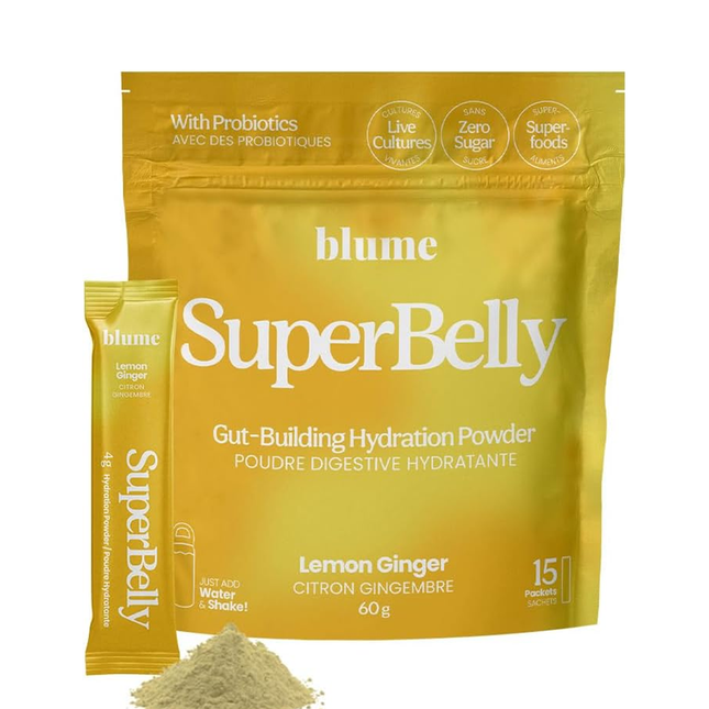Blume - SuperBelly Gut-Building Hydration Powder, Lemon Ginger | 15 Sachets