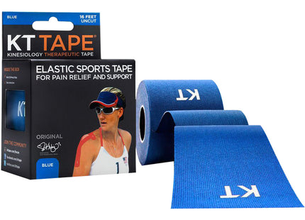 KT Tape - Kinesiology Therapeutic Tape - Original Cotton Performance Fabric - Blue |  1 Roll , 20 Pre-cut Strips (25 cm)