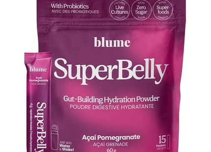 Blume - SuperBelly Gut-Building Hydration Powder, Açai Pomegranate | 15 Sachets