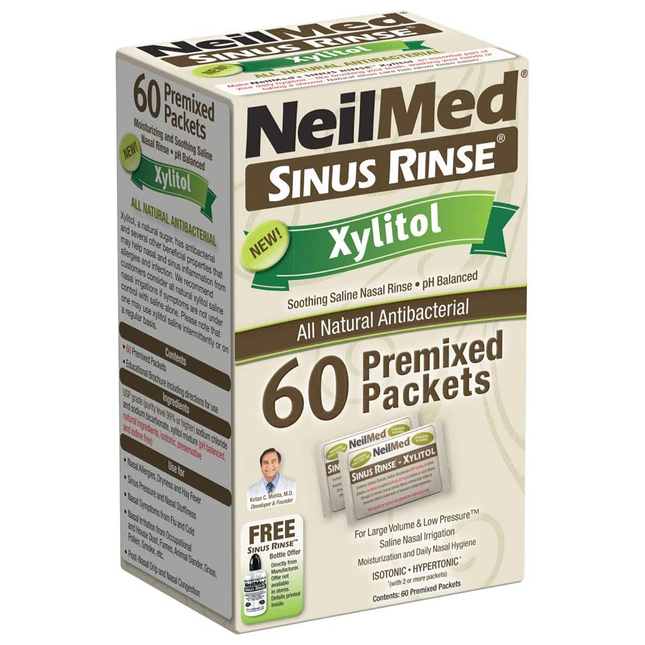 NeilMed - Sachets de recharge prémélangés pour rinçage des sinus avec xylitol | 60 paquets