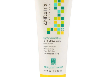 Andalou Naturals - Gel coiffant tournesol et agrumes - Tenue moyenne | 200 ml