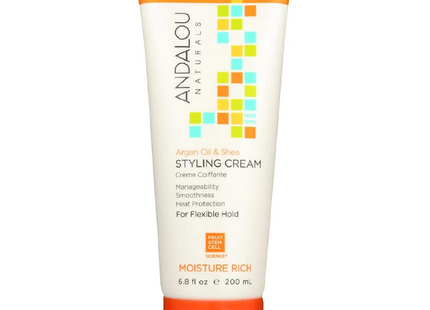 Andalou Naturals - Crème coiffante à l'huile d'argan et au karité - Tenue flexible | 200 ml