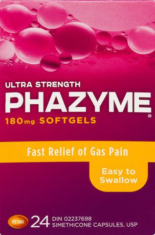 Phazyme Gélules ultra-puissantes pour soulager rapidement les douleurs causées par les gaz | 24 gélules 
