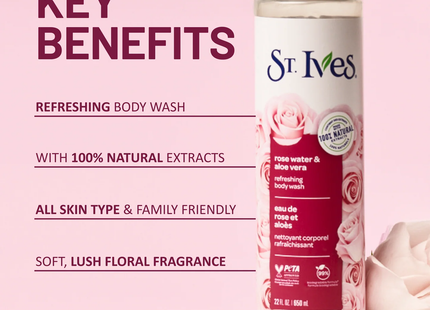 St. Ives - Rose Water & Aloe Vera Refreshing Body Wash | 650 mL
