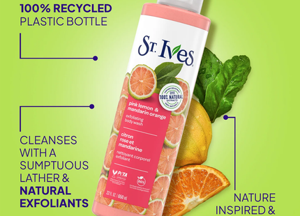St. Ives - Exfoliating Body Wash, Pink Lemon & Mandarin Orange | 650 mL