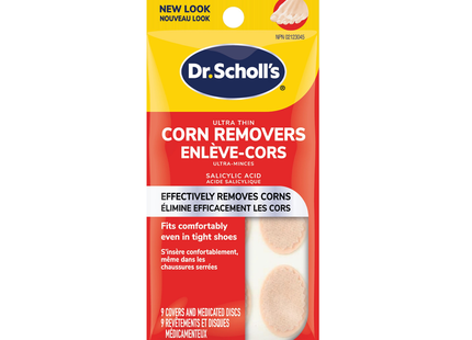 Dr.Scholl's - Dissolvants de maïs ultra fins | 9 couvertures et disques médicamenteux