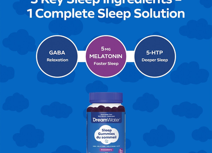 Dream Water - Gommes pour le sommeil à la mélatonine 5 mg - Saveur de baies | 60 gommes