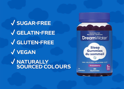 Dream Water - Gommes pour le sommeil à la mélatonine 5 mg - Saveur de baies | 60 gommes