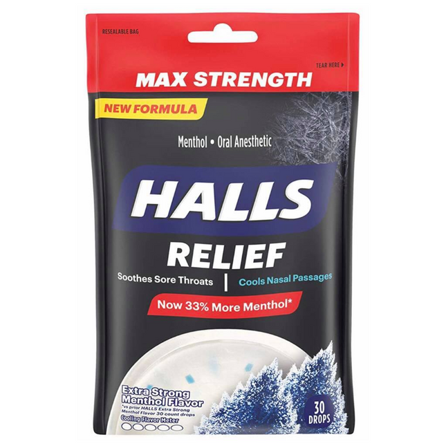 Halls - Pastilles de soulagement extra fortes - Menthol extra fort | 30 pastilles