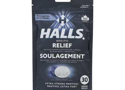 Halls - Relief Mentho-Lyptus Lozenges, Extra Strong Menthol | 30 Lozenges