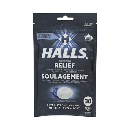 Halls - Pastilles Mentho-Lyptus pour la gorge, extra fortes | 30 pastilles