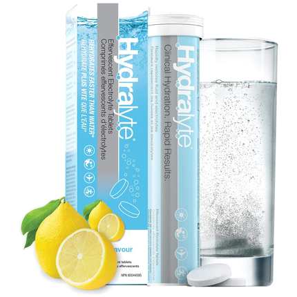 Hydralyte - Comprimés d'électrolytes effervescents d'hydratation clinique - Saveur de limonade | 20 comprimés