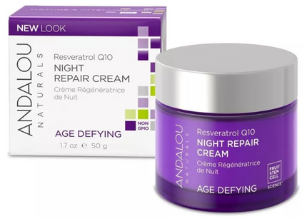 Andalou Naturals - Crème réparatrice de nuit anti-âge Resvératrol Q10 | 50 grammes