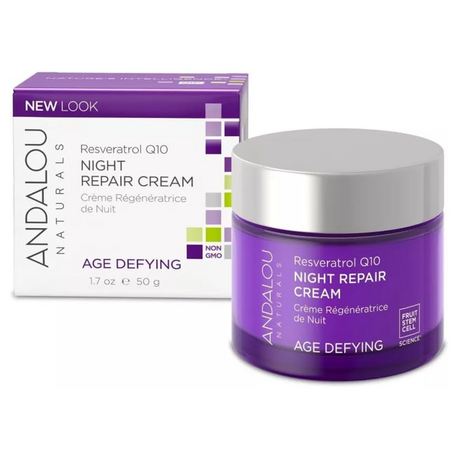 Andalou Naturals - Crème réparatrice de nuit anti-âge Resvératrol Q10 | 50 grammes