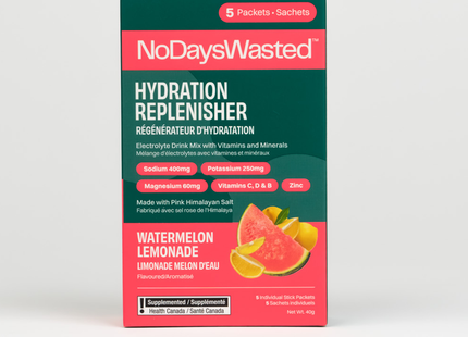 NoDaysWasted - Hydratant régénérant, limonade pastèque | 5 sachets