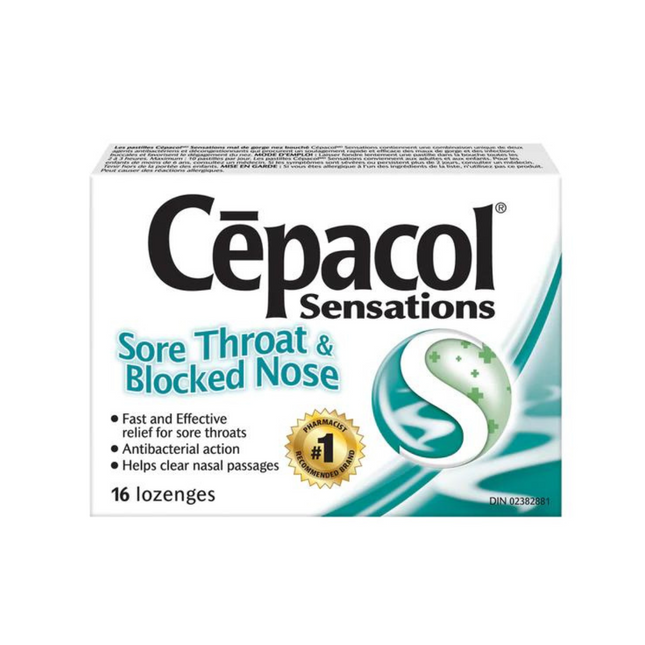 Cepacol - Sensations Lozenges - Sore Throat & Blocked Nose | 16 Lozenges