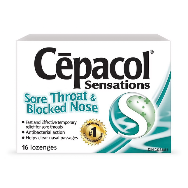 Cepacol - Sensations Lozenges - Sore Throat & Blocked Nose | 16 Lozenges