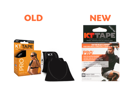 KT Tape - Pro Kinesiology Sports Tape, Jet Black | 20 Precut Strips
