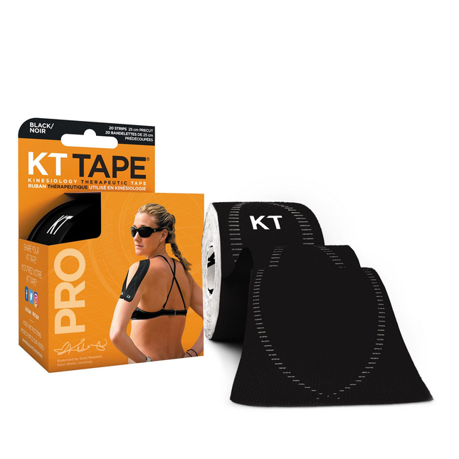 KT Tape - Ruban thérapeutique Pro Kinésiologie 25 CM - Noir | 20 bandes