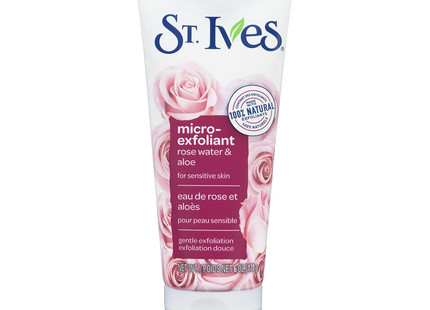 St. Ives - Gommage micro-exfoliant pour peaux sensibles, eau de rose et aloe vera | 170 g