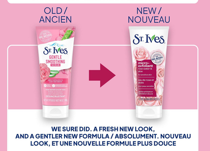 St. Ives - Gommage micro-exfoliant pour peaux sensibles, eau de rose et aloe vera | 170 g