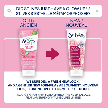 St. Ives - Micro-Exfoliant Scrub for Sensitive Skin, Rose Water & Aloe Vera | 170 g