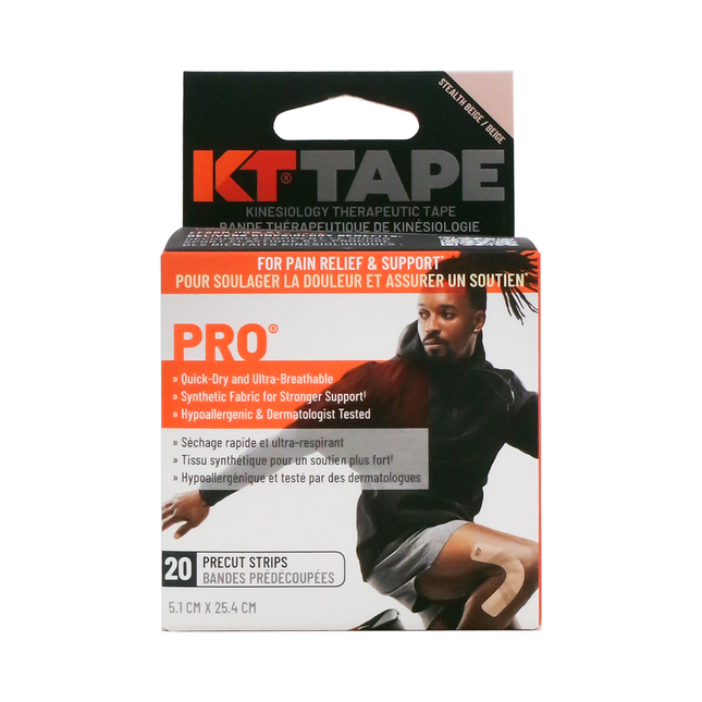 KT Tape - Pro Kinesiology Sports Tape, Stealth Beige | 20 Precut Strips