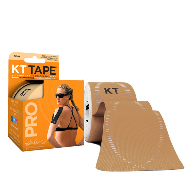 KT Tape - Ruban thérapeutique Pro Kinésiologie 25 CM - Beige | 20 bandes