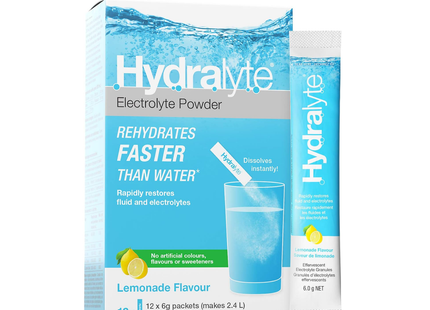 Hydralyte - Poudre d'électrolyte de réhydratation - Limonade | 12x6g