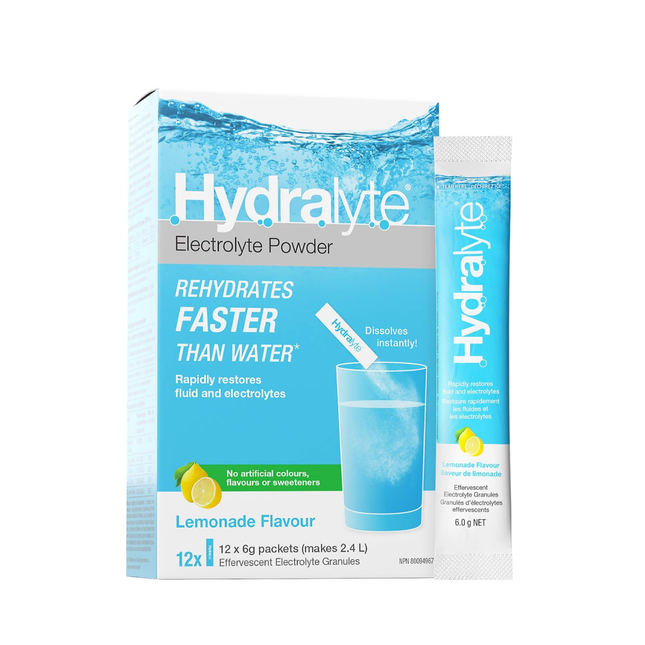 Hydralyte - Rehydration Electrolyte Powder - Lemonade | 12 x 6g