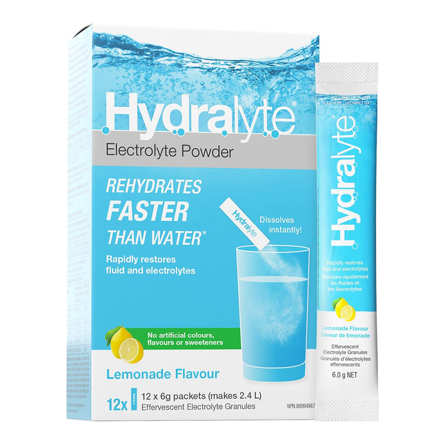 Hydralyte - Rehydration Electrolyte Powder - Lemonade | 12 x 6g