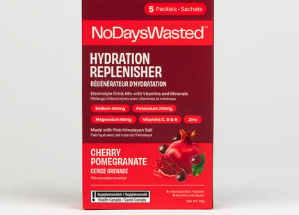 NoDaysWasted - Soin hydratant, cerise et grenade | 5 sachets