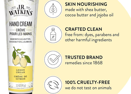 J.R. Watkins - Hand Cream with Shea Butter, Cocoa Butter, & Jojoba Oil - Lemon | 95 g