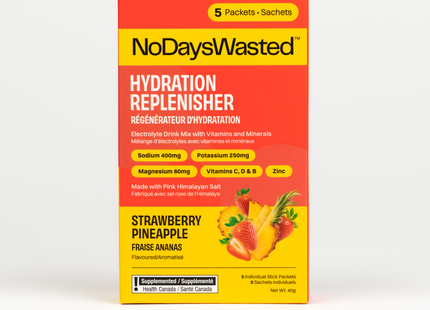 NoDaysWasted - Hydratant régénérant, fraise et ananas | 5 sachets