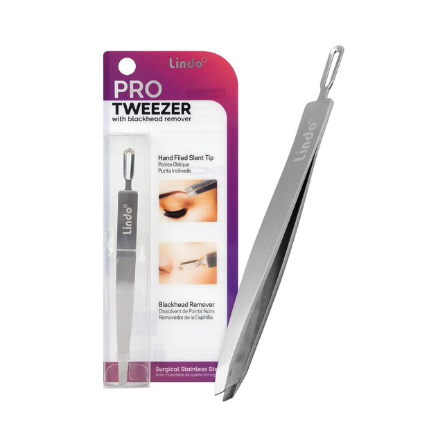 Lindo - Pro Slant Tip Tweezer with Blackhead Remover
