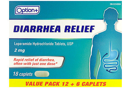 Option+ Diarrhea Relief Tablets 2 mg - Adults | 18 Tablets