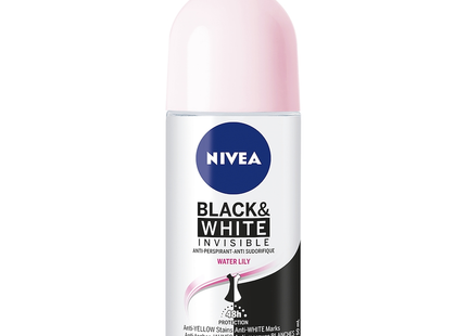 Nivea - Black & White Invisible Roll On Antiperspirant, Water Lily | 50 mL