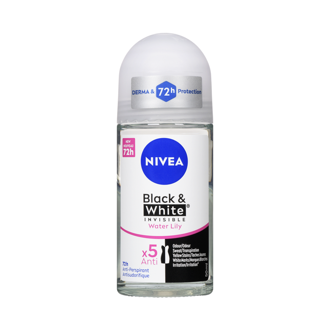 Nivea - Anti-transpirant roll-on invisible Black &amp; White, Nénuphar | 50 ml