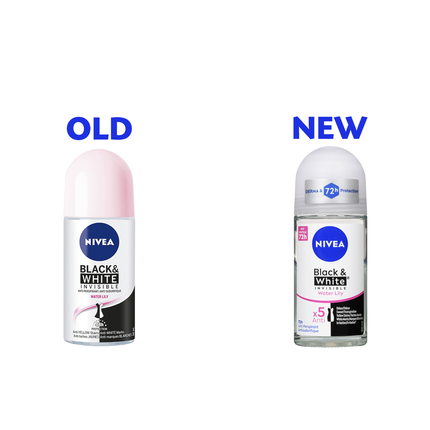 Nivea - Black & White Invisible Roll On Antiperspirant 72H, Water Lily | 50 mL