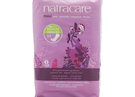 NatraCare - Serviettes Maxi Coton Bio Sans Ailettes - Normal | 14 Serviettes