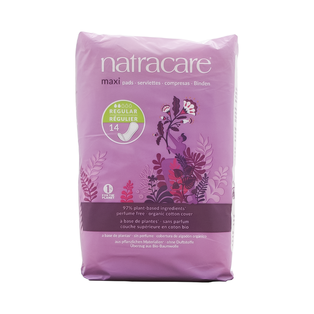 NatraCare - Organic Cotton Maxi Pads Wingless - Regular | 14 Pads
